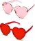 4E's Novelty 2 Pack Heart Shaped Sunglasses for Women – Trendy Pink & Red Frames for Valentines, Mardi Gras, Parties, Cute Fashion Accessory for Women, Men & Teens